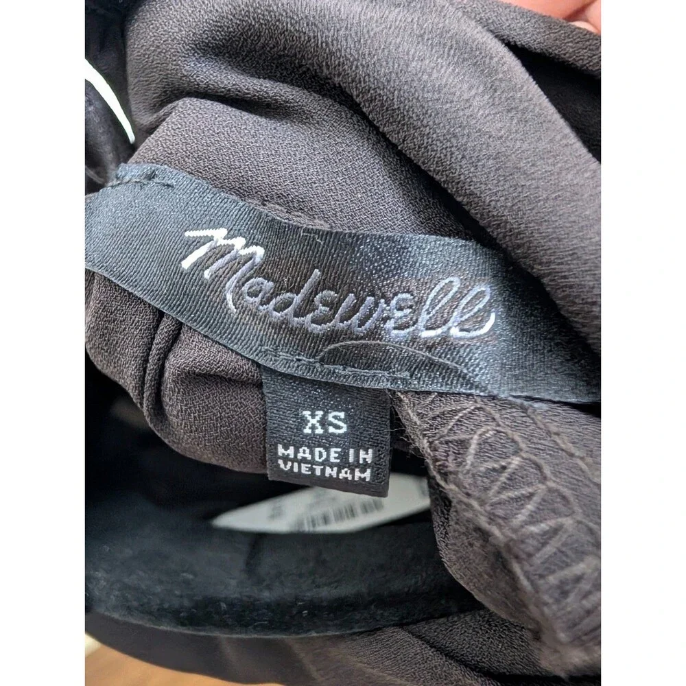 Madewell Chiffon Turtleneck Blouse XS Molasses Brown Smocked Cuff NWT NY352 - Picture 13 of 13